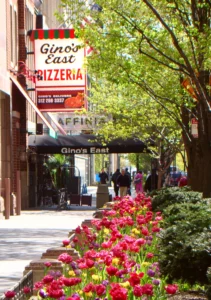 Exterior of Gino's East, Finger Licking Foodie Tours, Chicago