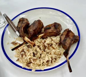 Lamb Chops over Orzo Pilaf, Mandolin Aegean Bistro, Miami