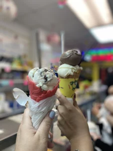 Almond Cookie, Don Tot, Pandan, and Vanilla Fudge, Chinatown Ice Cream Factory, New York City