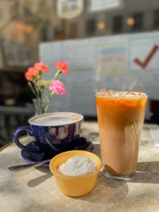 Cafe Latte and Iced Mocha, Bistro Maxine, Palo Alto