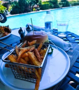 Impossible Burger and Fries, Cascade Poolside Cafe, Coral Gables