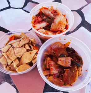 Fish Cakes, Pickled Radish, Kimchi, Sue's Korean Kitchen, San Diego