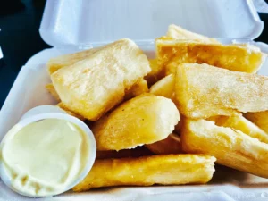 Yuca Fries and Aji Amarillo Sauce, Super Pollo, Arlington