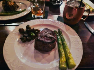 Steak, Asparagus and Mushrooms, Herbs & Rye, Las Vegas