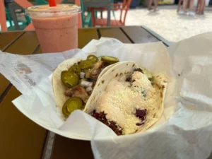 Smoked Chicken Tacos, Avocado Tacos, Passionflower Smoothie, The Little Sombrero, St. Augustine