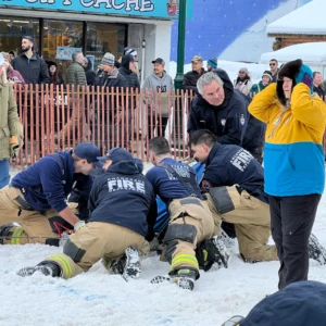 Firefighters at Open World Championship Sled Dog Races, Anchorage, Alaska